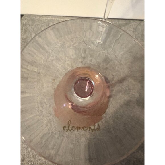 Set of 4 Elements Iridescent Etched Martini Glasses w/Different Designs #3052 - Picture 5 of 8